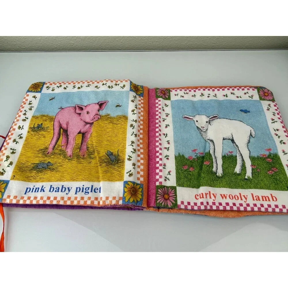 Soft Baby Book Wake Up, Baby Animals Fabric Farm Country Sewn Hand Crafted Toy